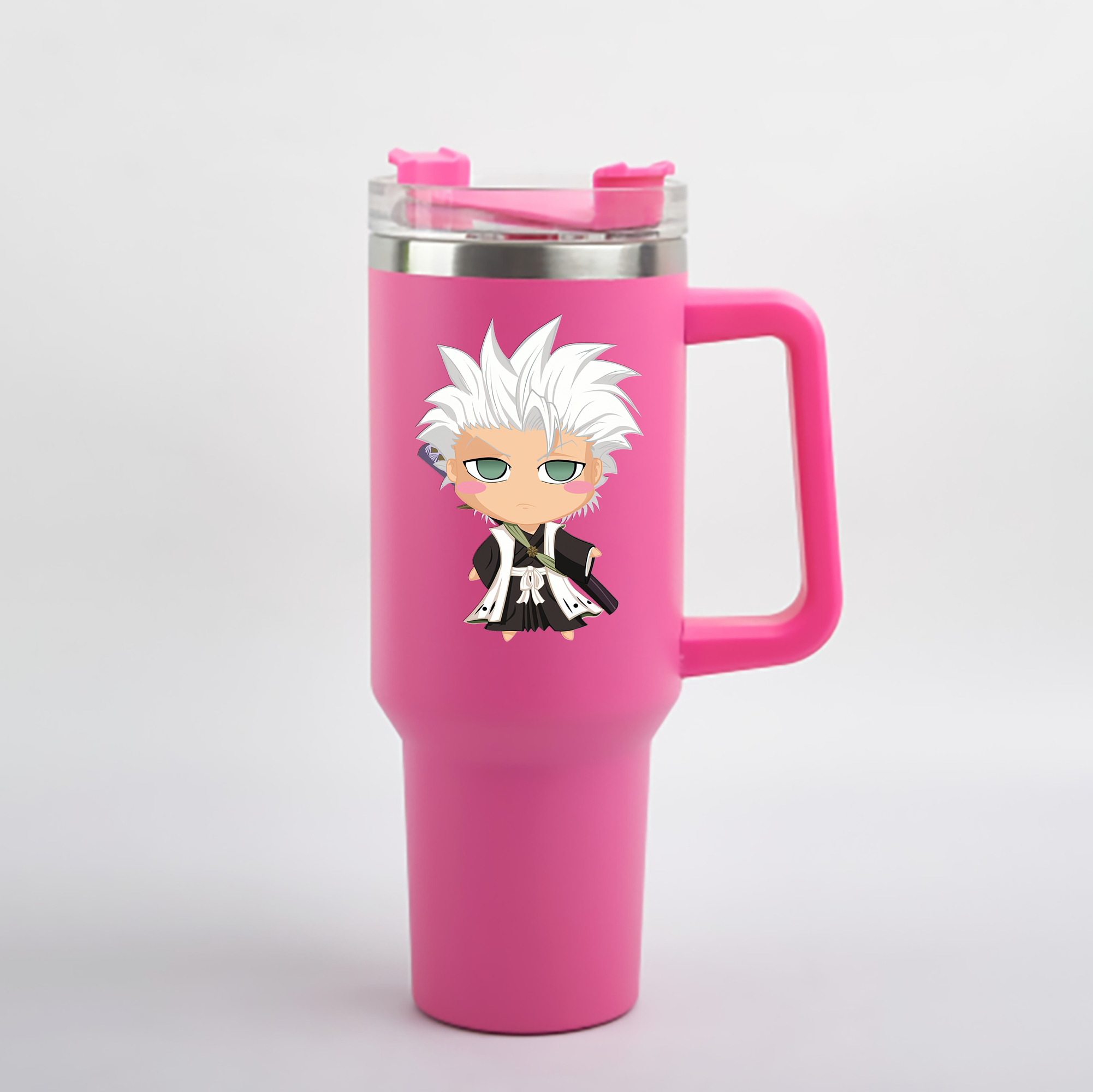 （画像用） ブリーチ 日番谷冬獅郎（ひつがや とうしろう） BLEACH Hitsugaya Toushirou 1200mL車用タンブラー - クリスタルステッカー（プラスチックストロー付き）